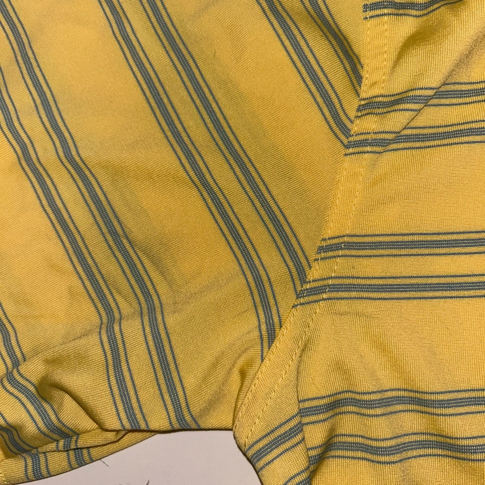 Masters Performance men’s yellow blue stripe short sleeve polo size Medium - Picture 10 of 11